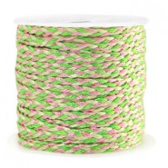 Macramé bead cord braided 2mm Green-pink